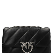 PINKO Geantă Crossbody Neagră din Piele de Miel