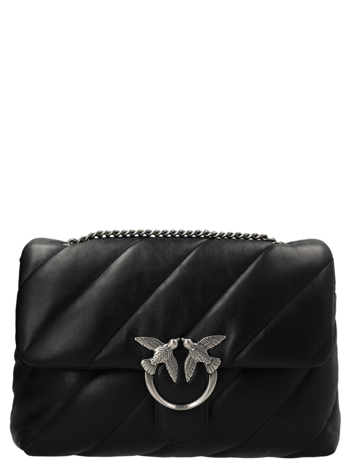 PINKO Geantă Crossbody Neagră din Piele de Miel
