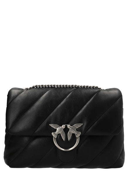 PINKO Geantă Crossbody Neagră din Piele de Miel