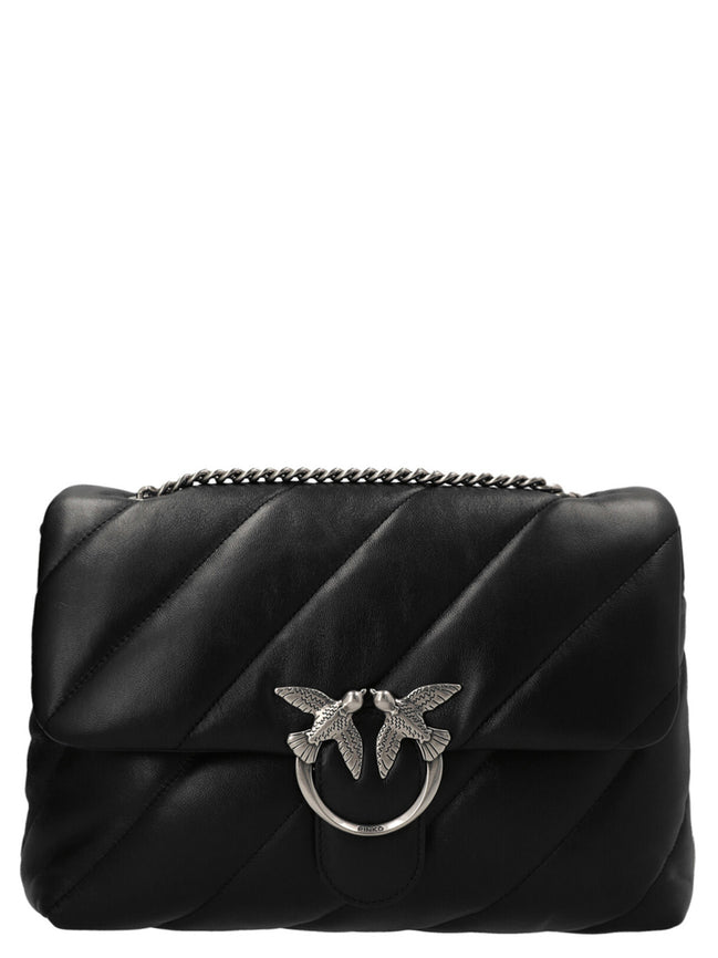 PINKO Geantă Crossbody Neagră din Piele de Miel