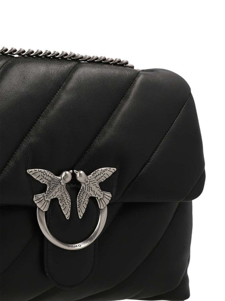 PINKO Geantă Crossbody Neagră din Piele de Miel