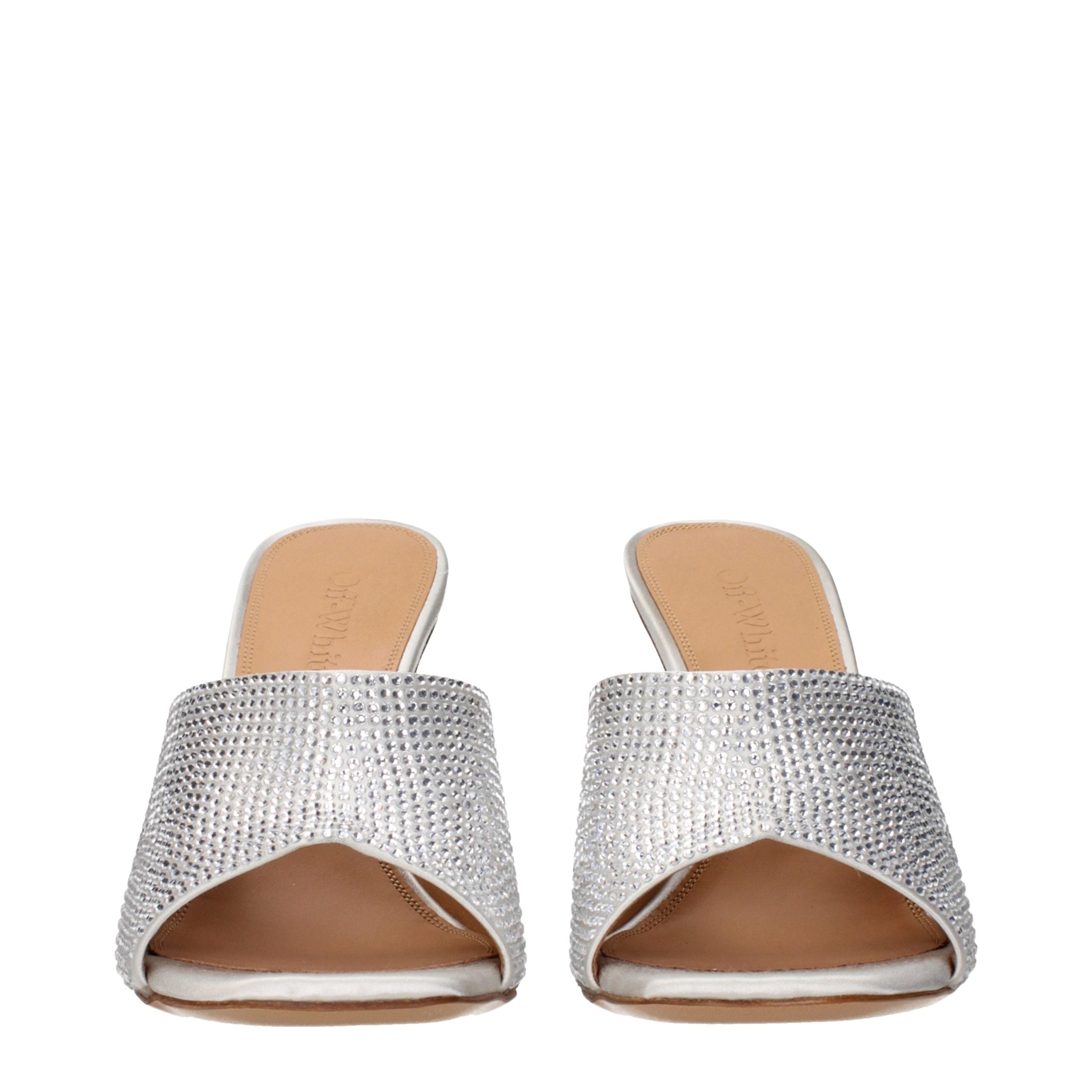 Sandale stiletto Off-White din satin gri
