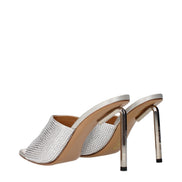Sandale stiletto Off-White din satin gri