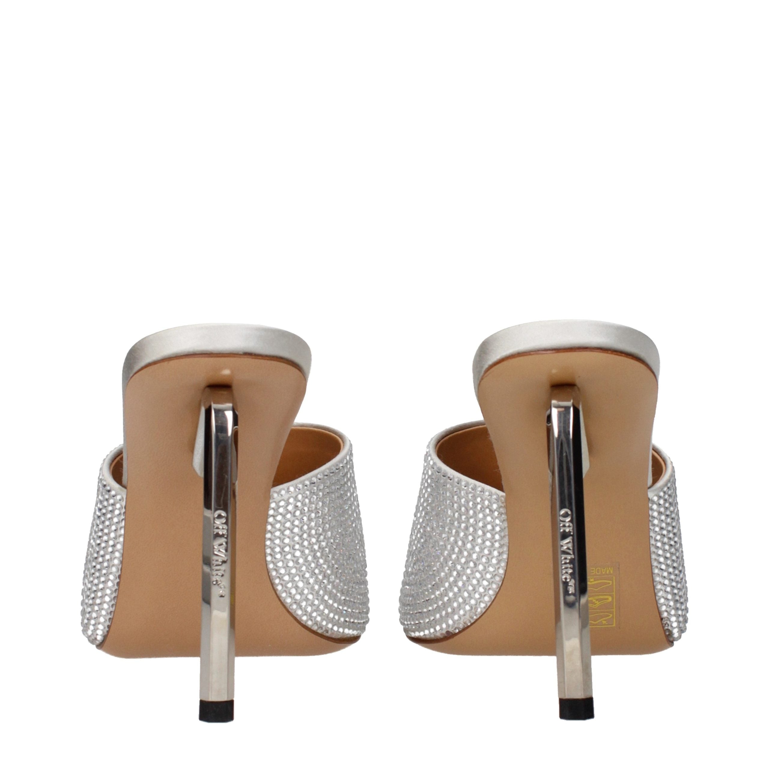 Sandale stiletto Off-White din satin gri