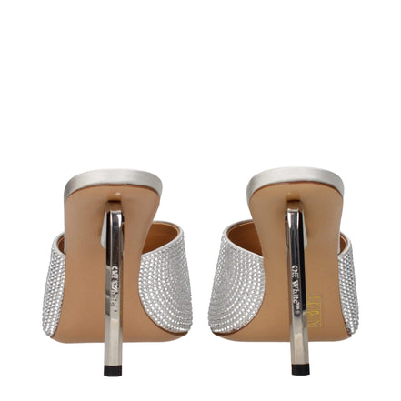 Sandale stiletto Off-White din satin gri