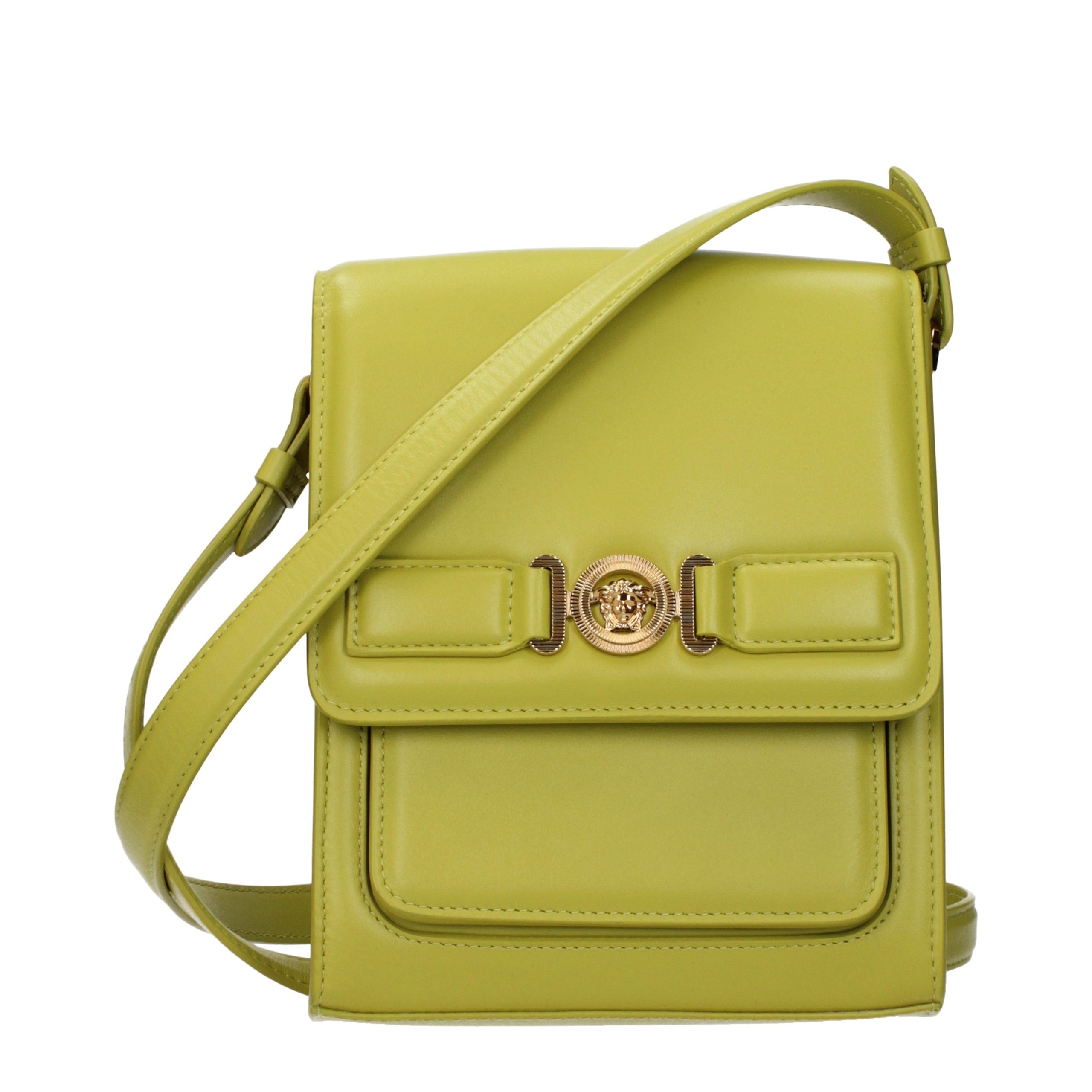 Geantă crossbody Versace verde din piele