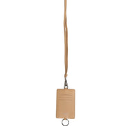 Dolce & Gabbana Beige Leather Logo Embossed Lanyard Card Holder Wallet