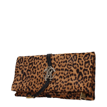 Geantă clutch Roberto Cavalli din păr de cal maro
