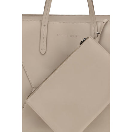Brunello Cucinelli Beige Calf Leather Shoulder Bag