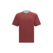 Brunello Cucinelli Tricou Bordeaux din Bumbac