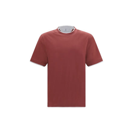 Brunello Cucinelli Tricou Bordeaux din Bumbac
