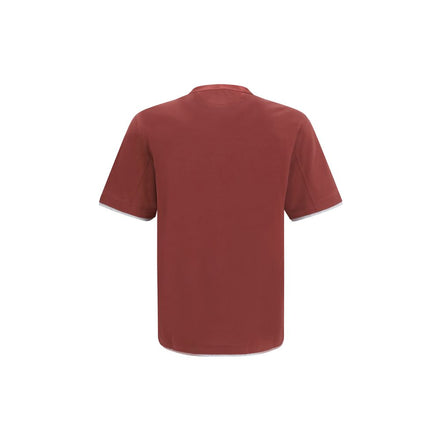 Brunello Cucinelli Tricou Bordeaux din Bumbac