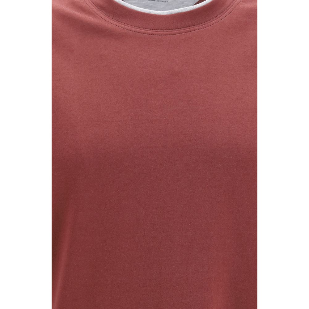 Brunello Cucinelli Tricou Bordeaux din Bumbac