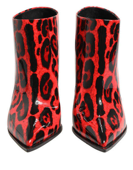Ghete Dolce & Gabbana Cardinale cu Imprimeu Leopard în Roșu