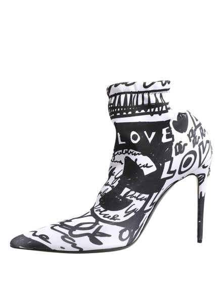 Ghete glezniere Dolce & Gabbana albe din material elastic