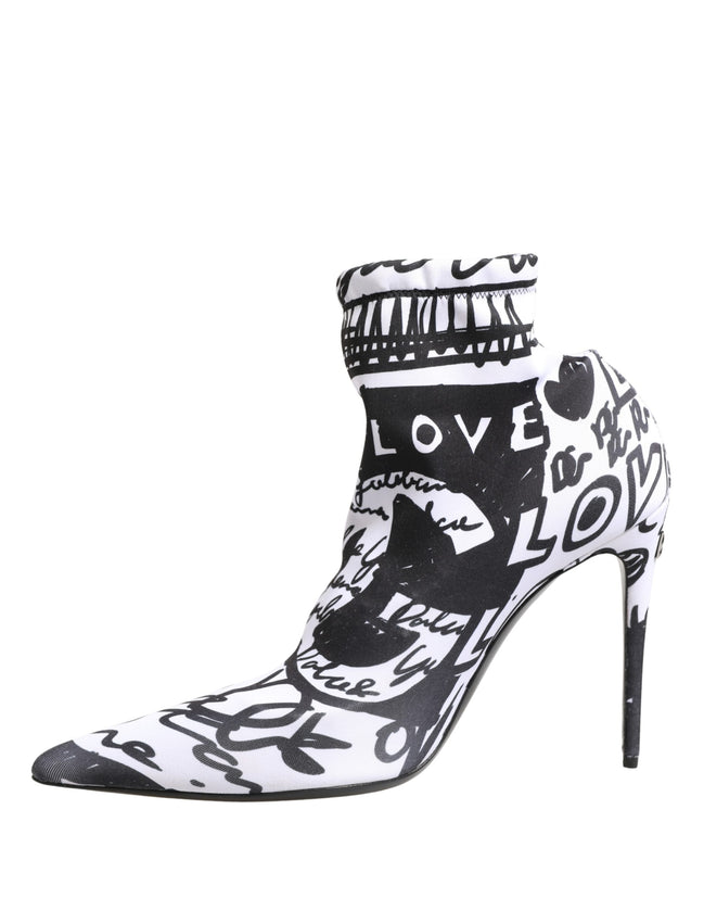 Ghete glezniere Dolce & Gabbana albe din material elastic