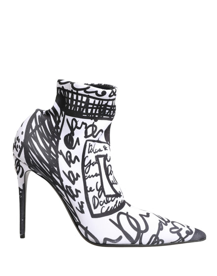 Ghete glezniere Dolce & Gabbana albe din material elastic