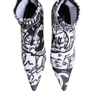 Ghete glezniere Dolce & Gabbana albe din material elastic