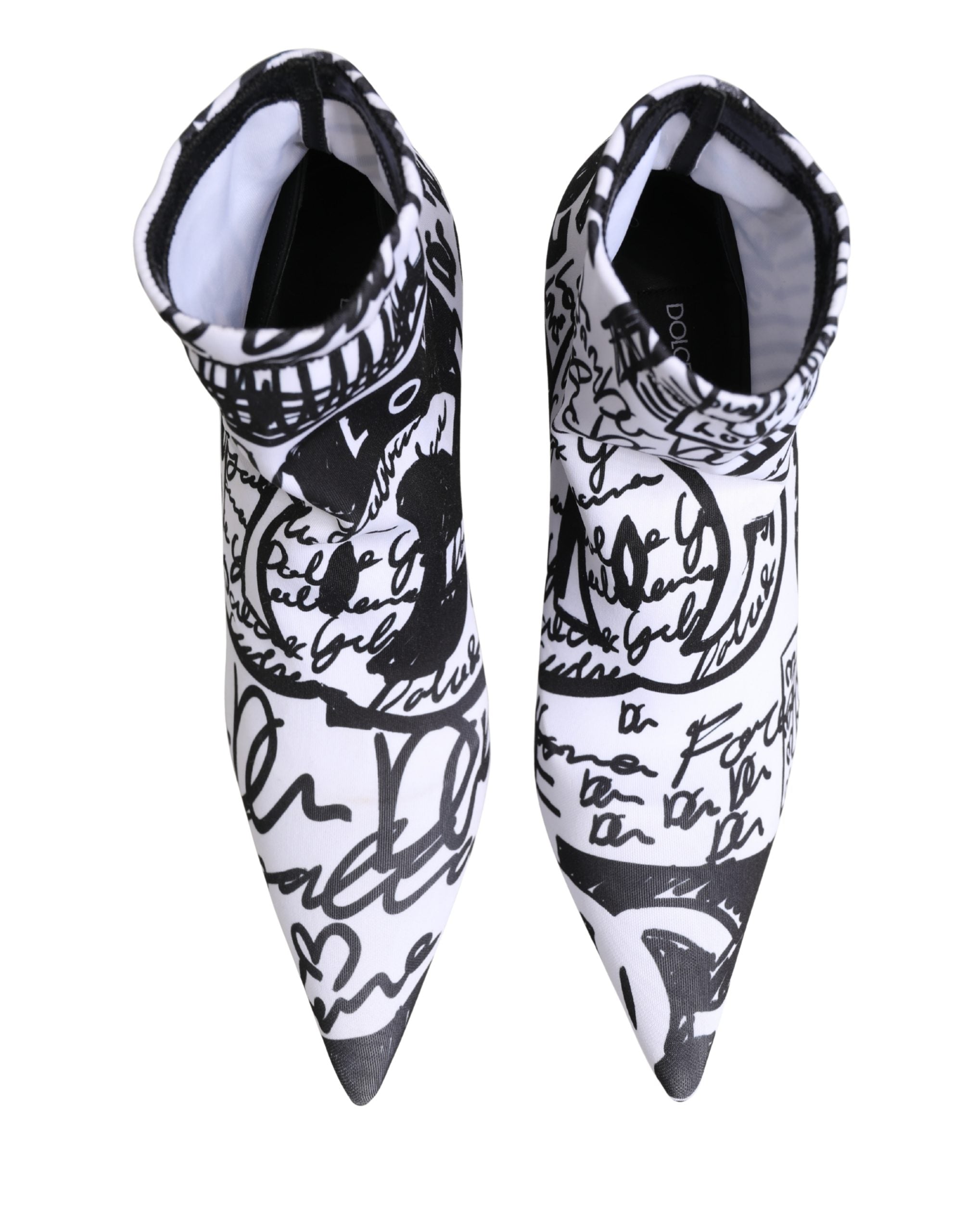 Ghete glezniere Dolce & Gabbana albe din material elastic