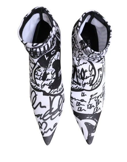 Ghete glezniere Dolce & Gabbana albe din material elastic