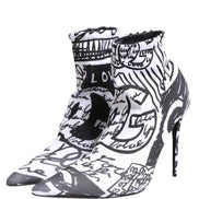 Ghete glezniere Dolce & Gabbana albe din material elastic