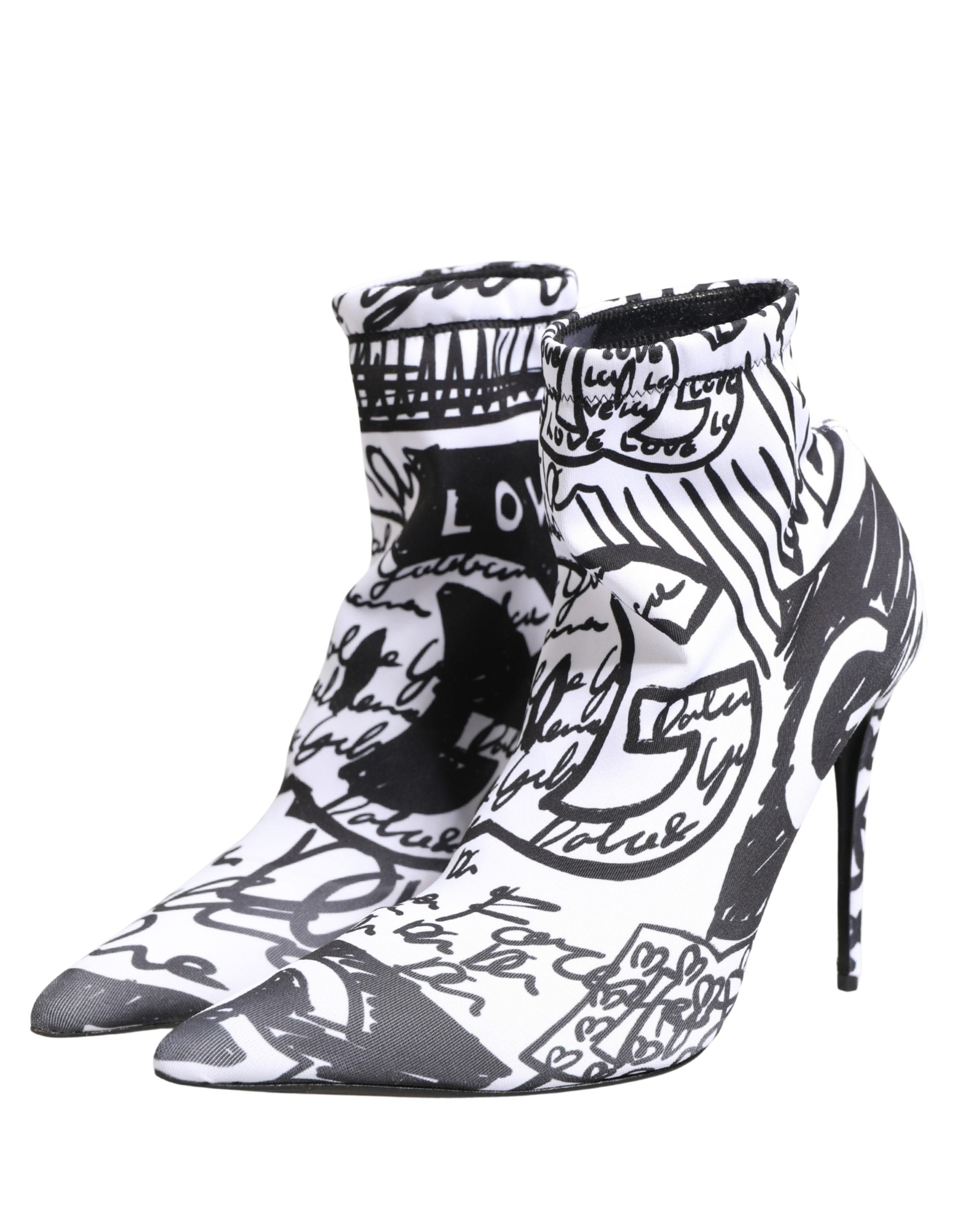 Ghete glezniere Dolce & Gabbana albe din material elastic