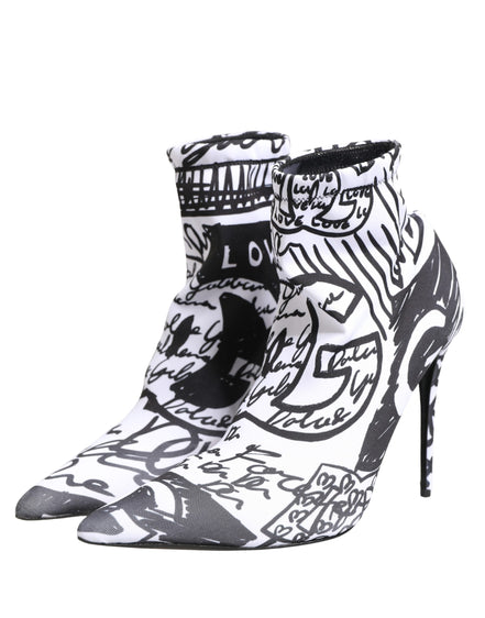 Ghete glezniere Dolce & Gabbana albe din material elastic