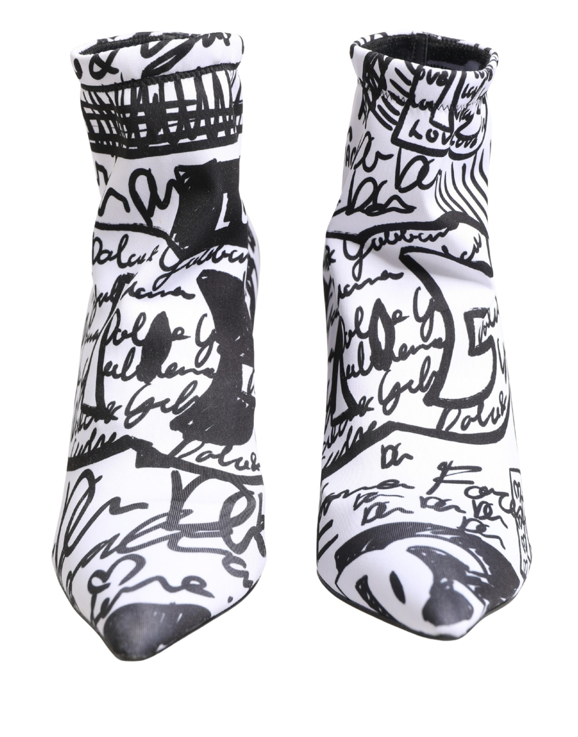 Ghete glezniere Dolce & Gabbana albe din material elastic