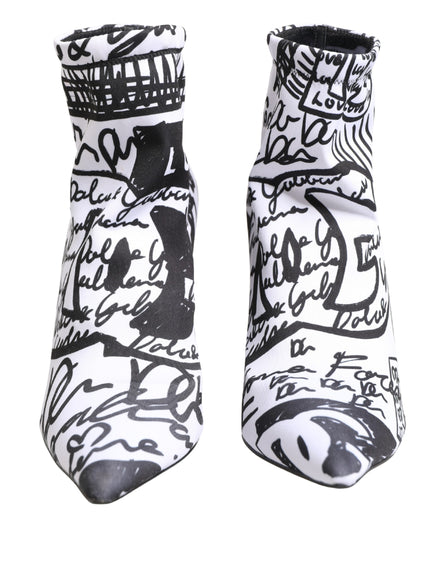 Ghete glezniere Dolce & Gabbana albe din material elastic