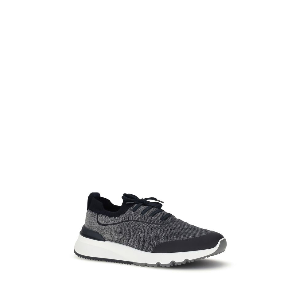 Sneakerși atletici din bumbac gri Brunello Cucinelli