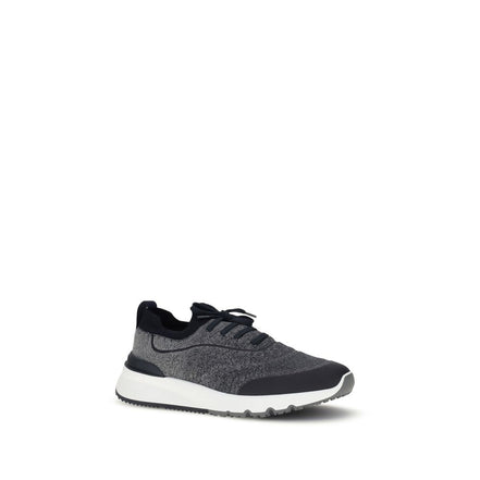 Sneakerși atletici din bumbac gri Brunello Cucinelli