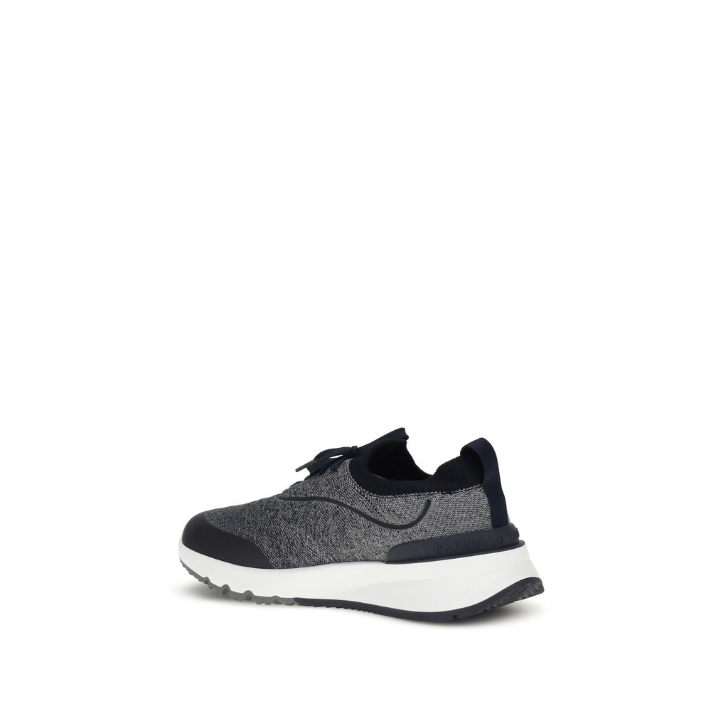 Sneakerși atletici din bumbac gri Brunello Cucinelli
