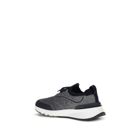 Sneakerși atletici din bumbac gri Brunello Cucinelli