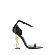 Saint Laurent Black Calf Leather Stiletto Heel Sandals