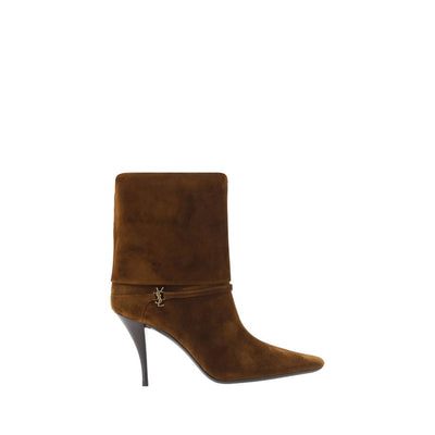 Saint Laurent Brown Calf Leather Ankle Boots