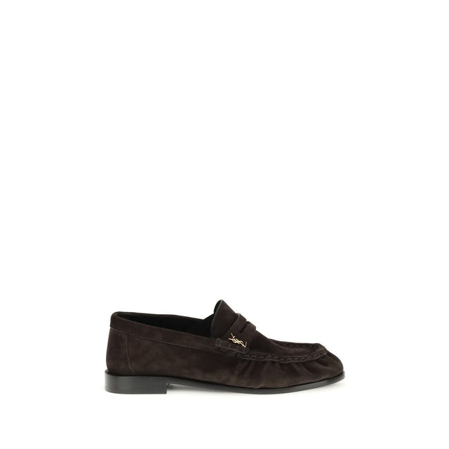 Saint Laurent Brown Calf Leather Slip-On Loafers