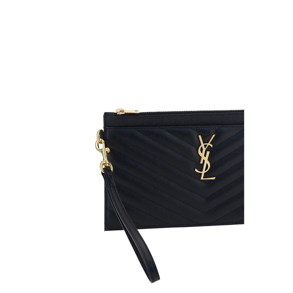 Saint Laurent Portofel Negru din Piele de Vițel