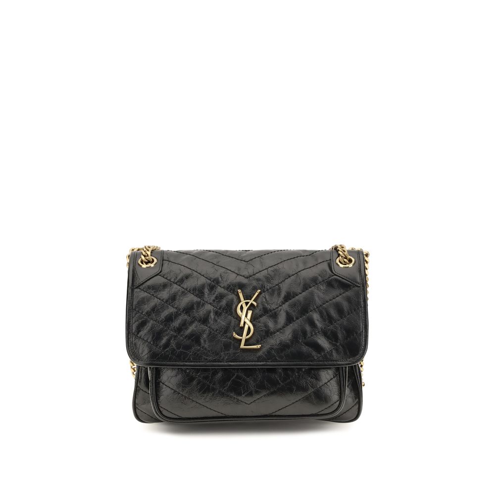 Saint Laurent Black Calf Leather Shoulder Bag