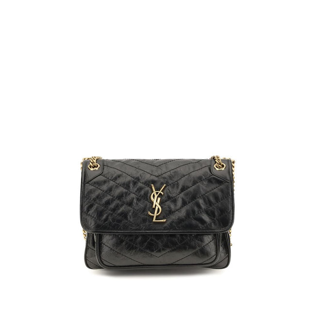 Saint Laurent Black Calf Leather Shoulder Bag