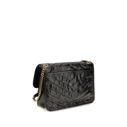 Saint Laurent Black Calf Leather Shoulder Bag