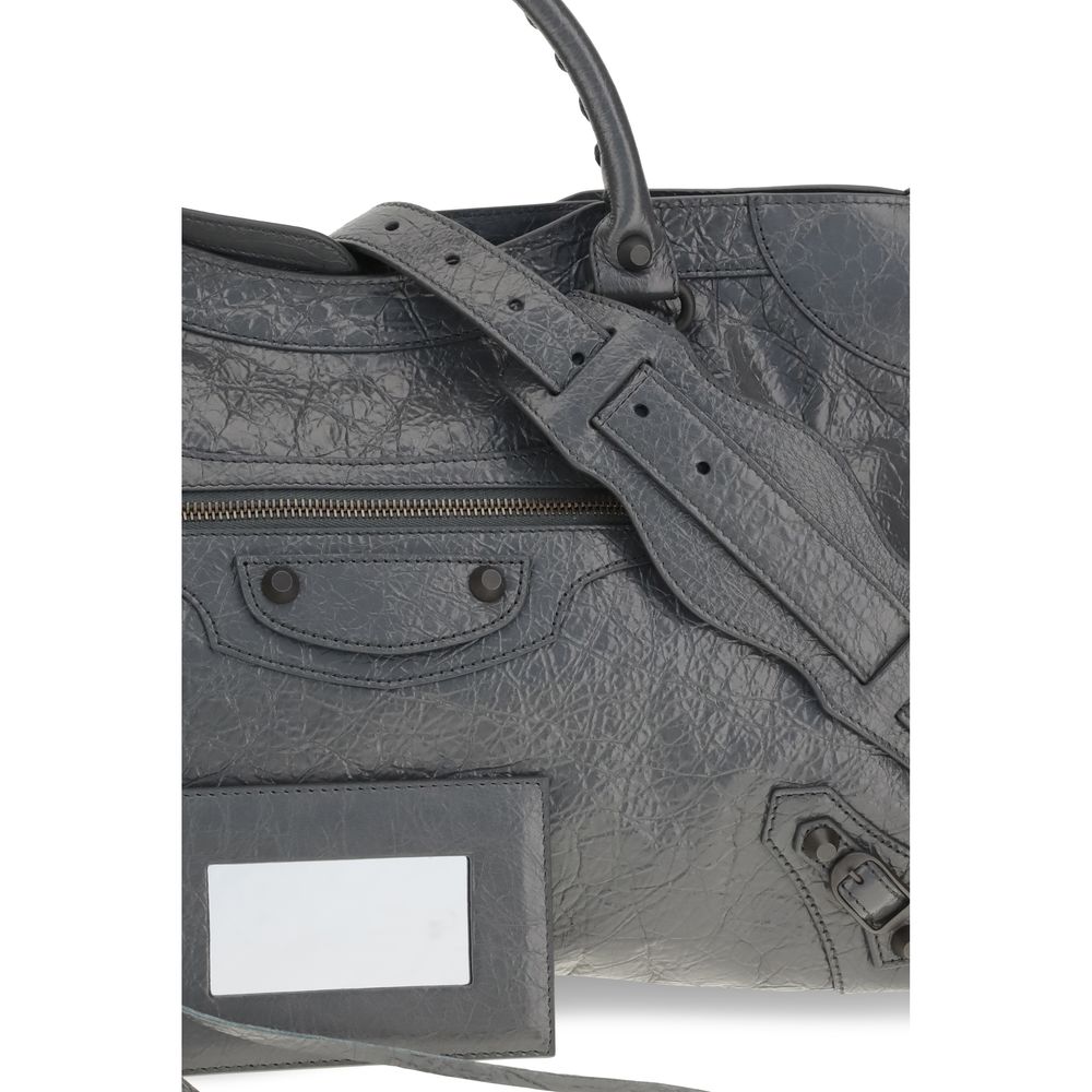 Balenciaga Geantă de Umăr Gri din Piele de Miel