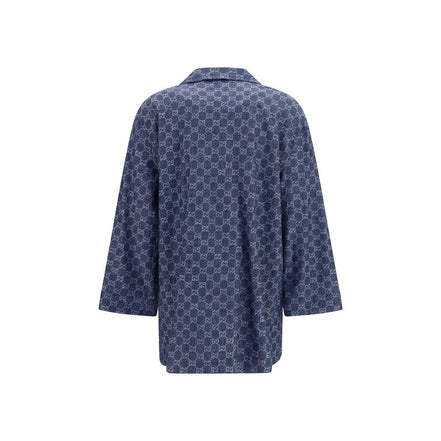 Gucci Blue Cotton Full-Length Jacket