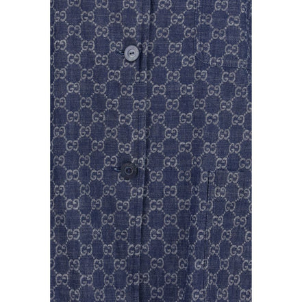 Gucci Blue Cotton Full-Length Jacket