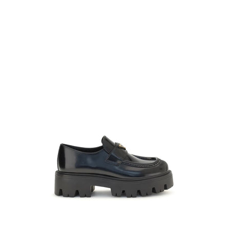 Prada Black Calf Leather Slip-On Loafers