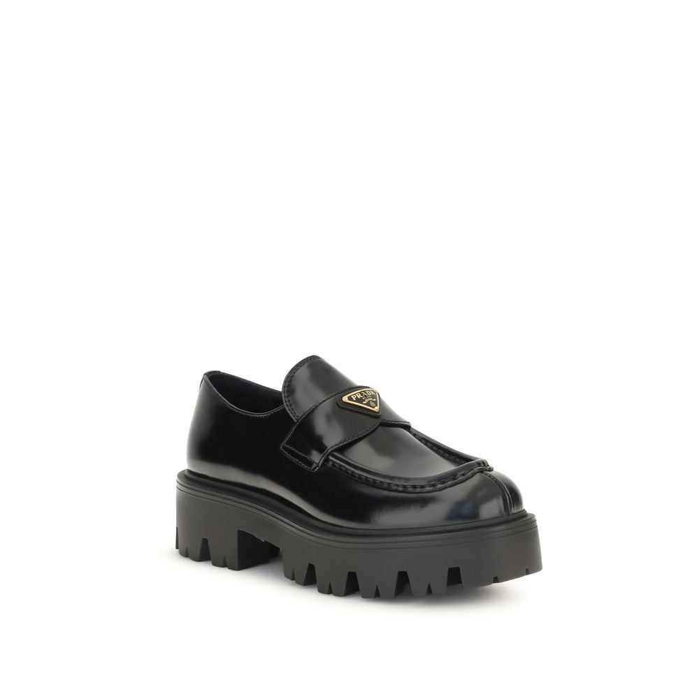 Prada Black Calf Leather Slip-On Loafers