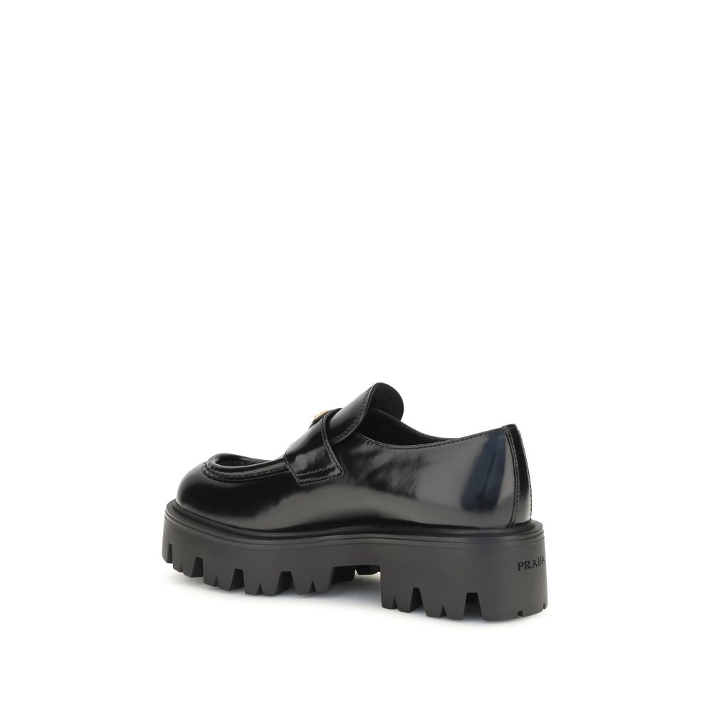Prada Black Calf Leather Slip-On Loafers