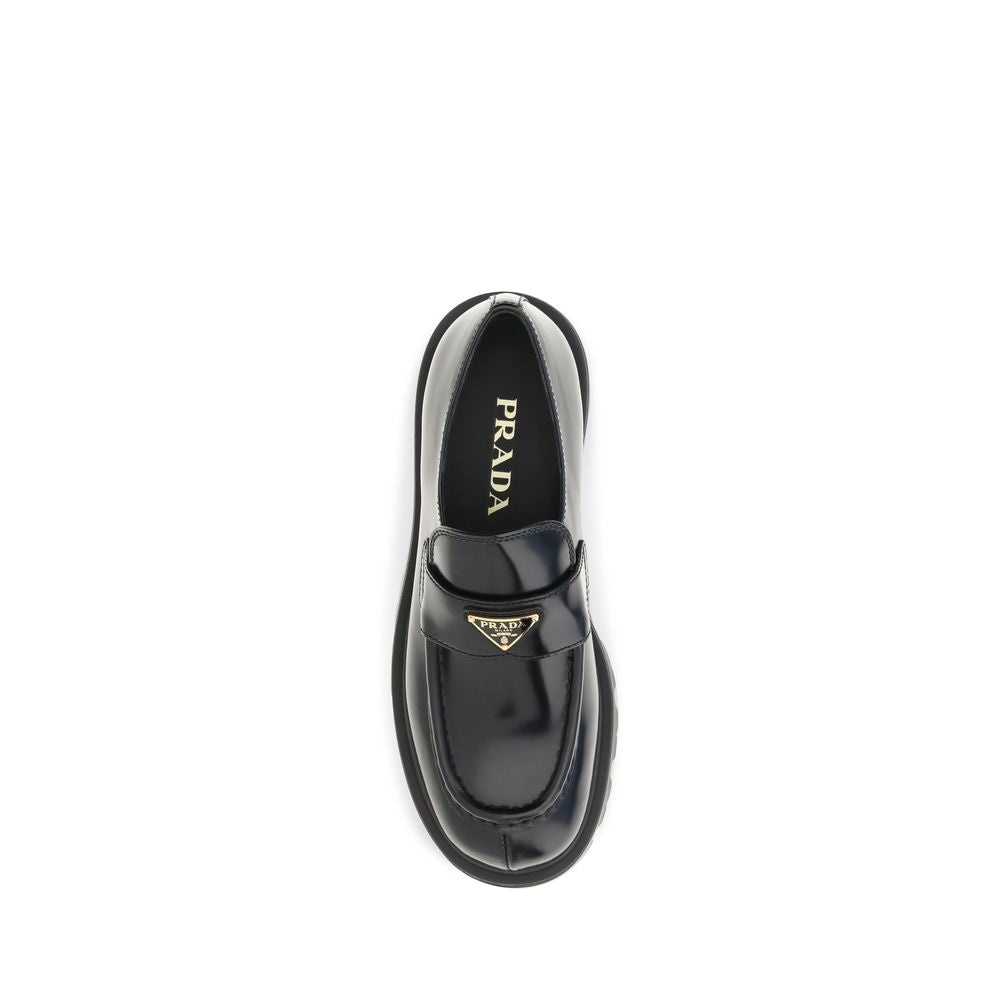 Prada Black Calf Leather Slip-On Loafers