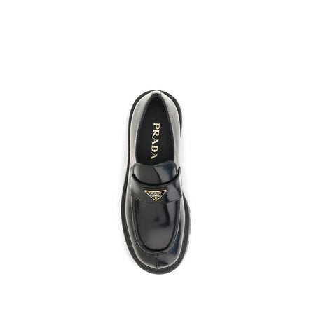 Prada Black Calf Leather Slip-On Loafers