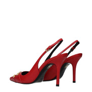 Pantofi stiletto Versace roșii din piele