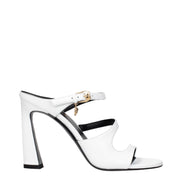 Sandale cu toc stiletto Versace albe din piele